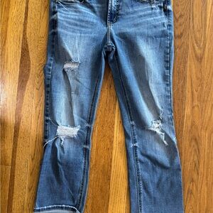 Silver Jeans Women's Cropped Distressed Denim Suki Capris Size 30W